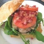Double Mozzarella Turkey Burgers with an Artichoke Remoulade and Crispy Pancetta