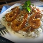 Sweet and Spicy Almond Glazed Shrimp Over Cilantro Basmati Rice