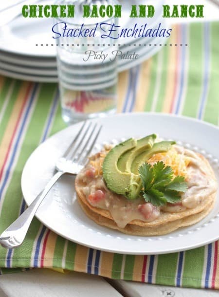 Chicken Bacon and Ranch Stacked Enchiladas