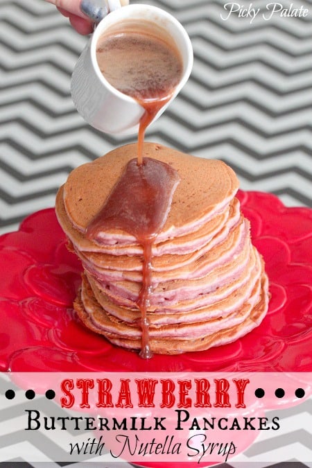 Strawberry Buttermilk Pancakes with Nutella Syrup 2t