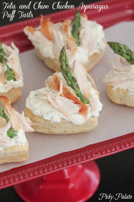 Feta and Chive Chicken Asparagus Puff Tarts