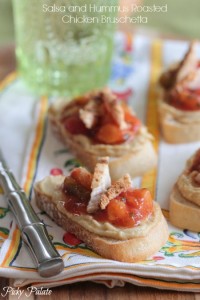 Salsa and Hummus Roasted Chicken Bruschetta by Picky Palate