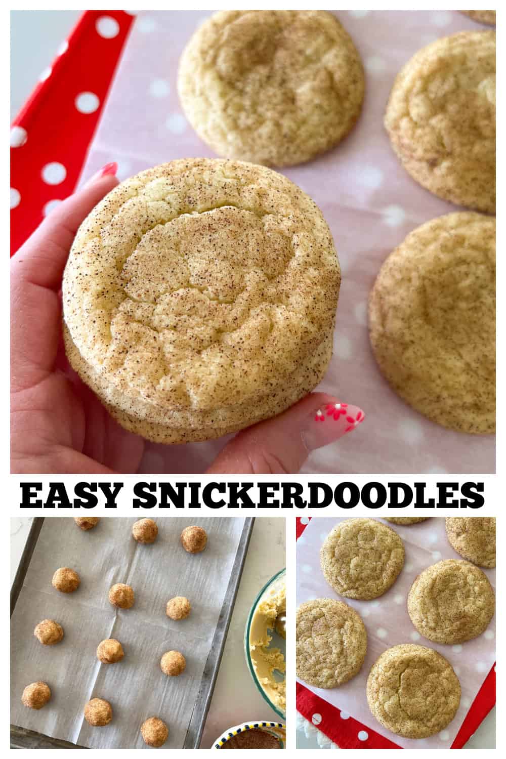 photo collage of snickerdoodle recipe