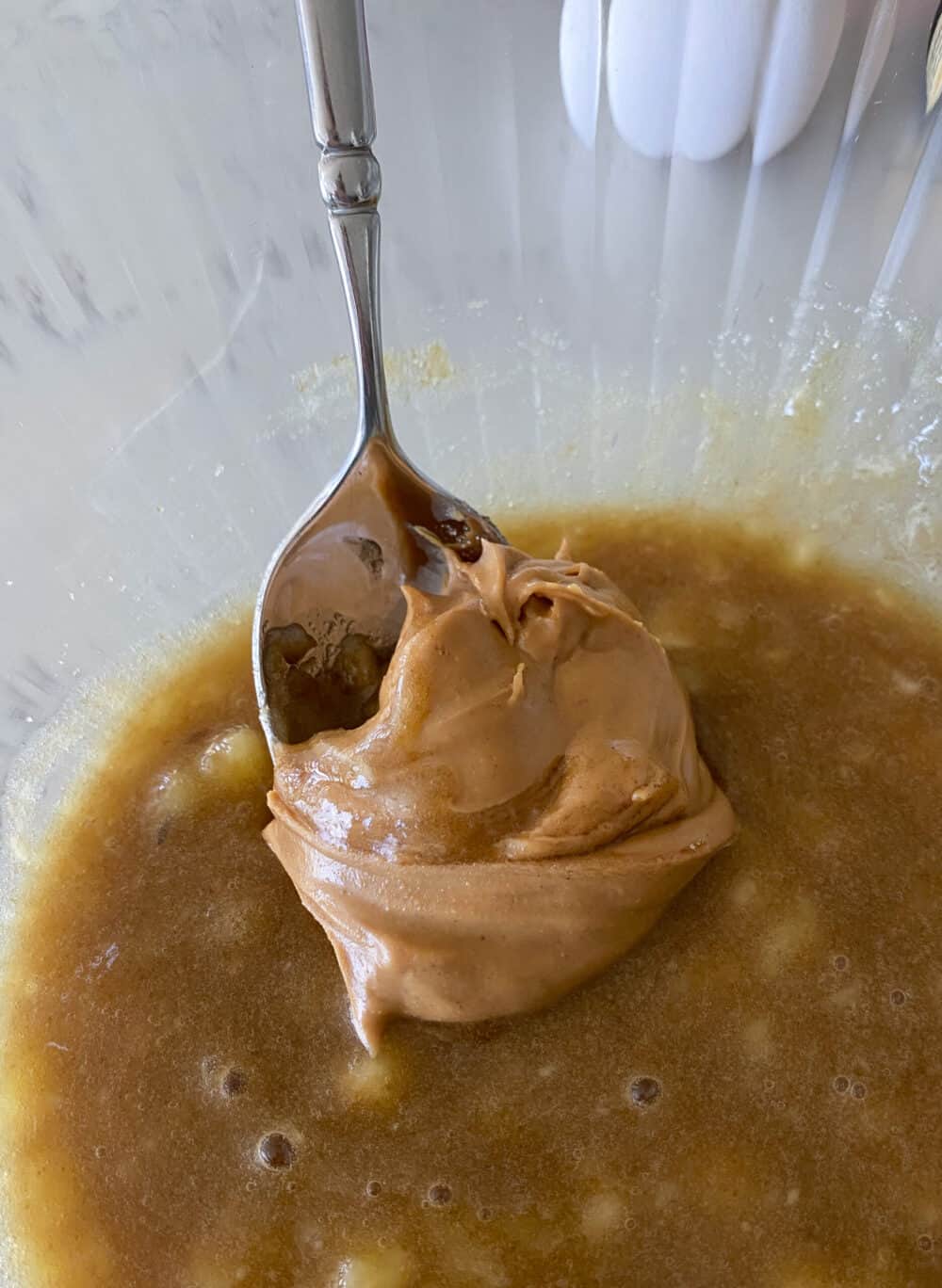 Adding Peanut Butter to the Mixing Bowl