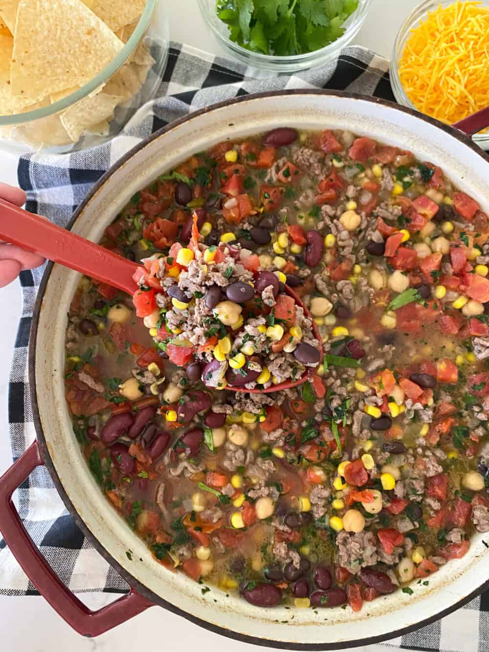 taco soup in soup pot