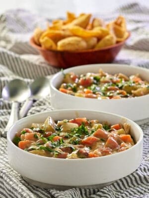 mexican chicken soup in serving bowls