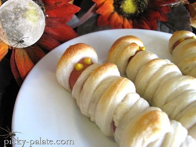 3 Mummy Dogs on a plate