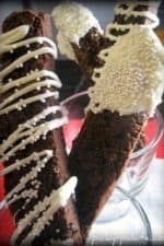Chocolate Biscotti with white chocolate garnish and sprinkles