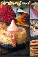Collage of cheesecake bites, cookies, and pumpkin spice blossoms.