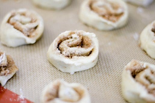 Cinnamon Roll Sugar Cookie dough on baking sheet