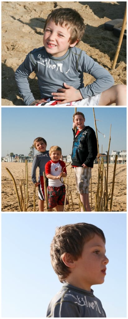 Collage of Photos of the Boys at Balboa Beach