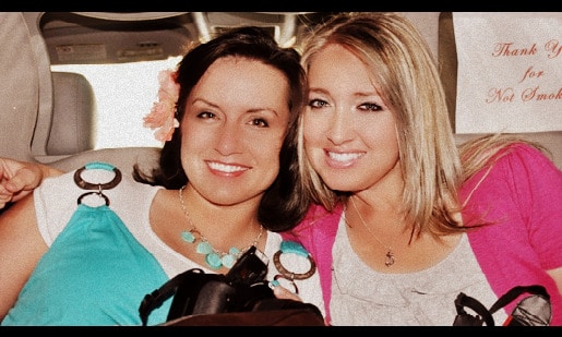 Close-up Photo of Mandy and I Sitting Next to Each Other in the Limo