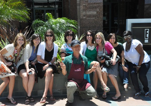 A Group Photo of Food Bloggers and a Food Truck Chef in LA