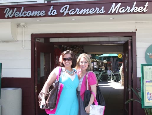 Mandy and Jenny in Front of the LA Farmer's Market Entrance