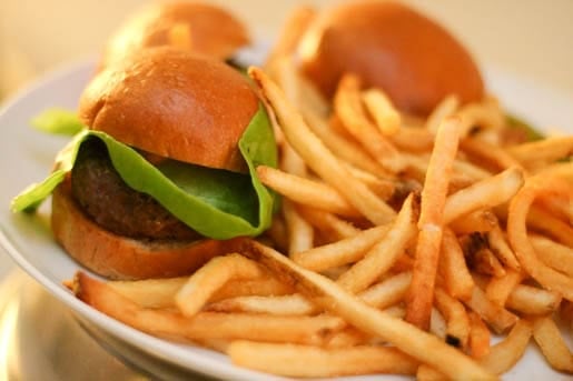 Three Kobe Beef Sliders on a Plate with French Fries