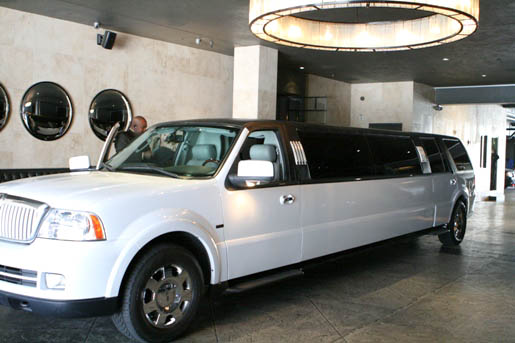 A White Limo in a Beverly Hills Parking Garage