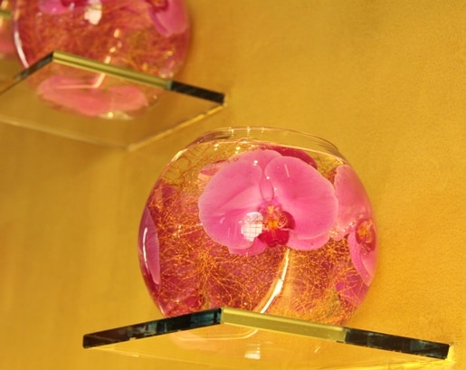 Two Clear Bowls with Real Pressed Flowers Inside Them