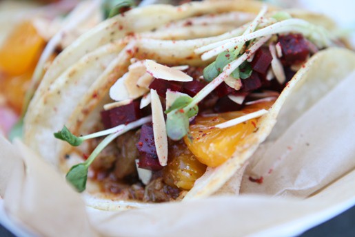 A Close-up View of a Soft Shell Taco