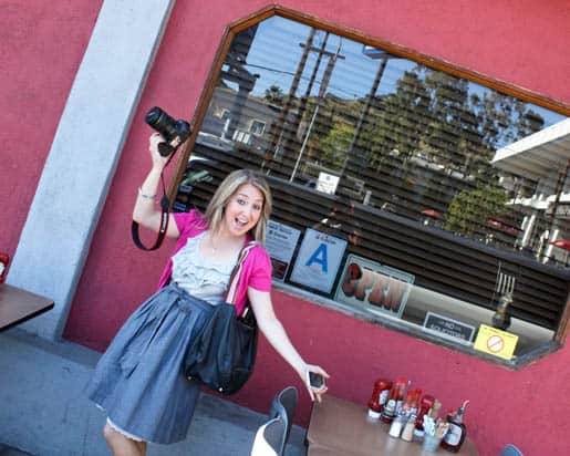 Me Posing with My Digital Camera Outside The Griddle Cafe