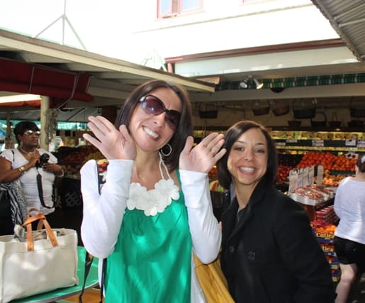 Brittney and Jaclyn Posing Together Inside the Farmer's Market