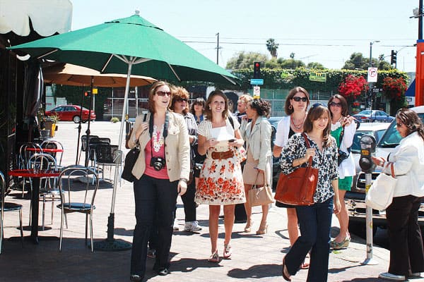 The Women of the Bertolli Trip on a Sidewalk in Beverly Hills