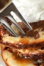 Snickers Caramel Cheesecake Cookies in a stack on a plate.