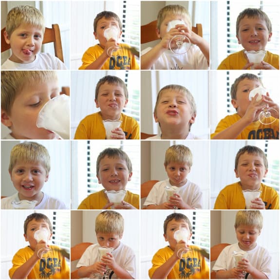 My Sons Enjoying their Banana Milkshakes