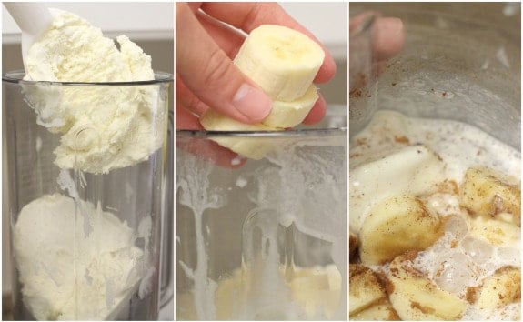 Blending the Ingredients for Banana Bread Milkshakes