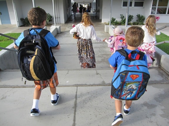 Children walking into school