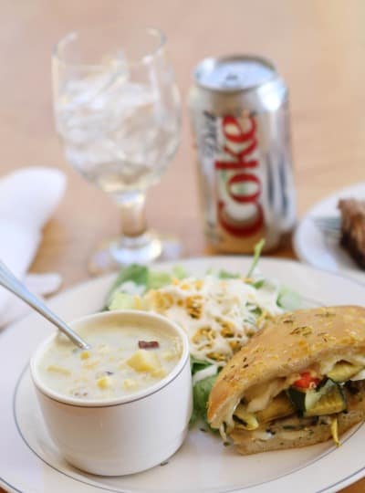 A Plate of the BHG Cook-Off Lunch Next to a Can of Diet Coke