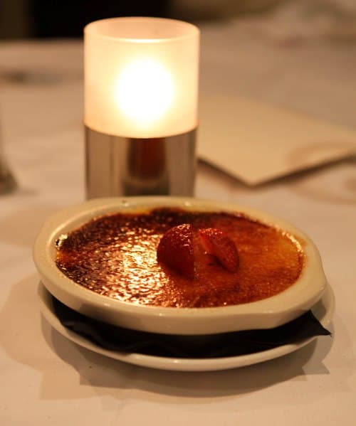 A Plate of Creme Brulee on the Table at D'Jango