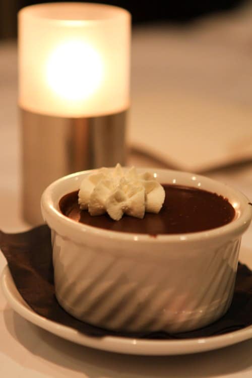 A Bowl of Chocolate Pot de' Creme Topped with Whipped Cream