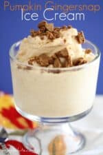 Pumpkin Gingersnap Ice Cream in a glass dish