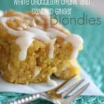Title Image for Pumpkin White Chocolate Chunk and Candied Ginger Blondies