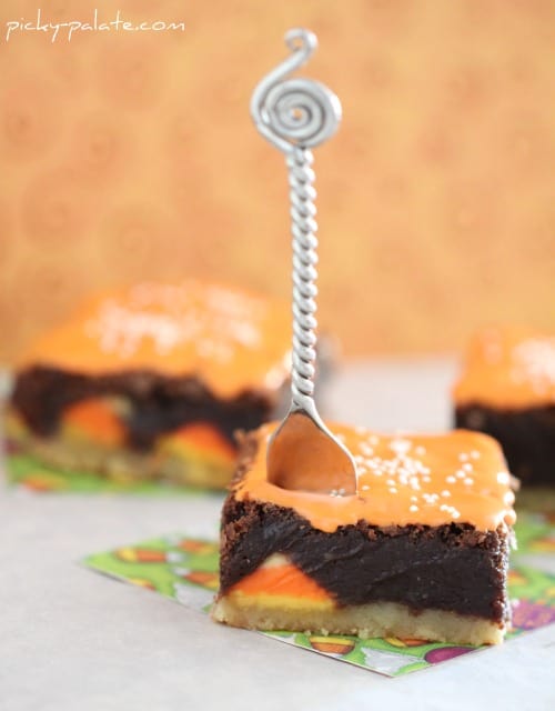 Shortbread Candy Corn Kissed Brownies - Picky Palate