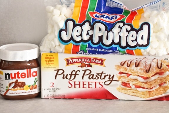 Ingredients for Nutella marshmallow turnovers.