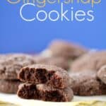 Chocolate Gingersnap Cookies on a dish towel.