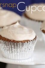 Gingersnap cupcakes with vanilla buttercream frosting on a plate