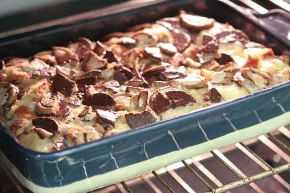 Image of Cheesecake Cookie Bread Pudding in the Oven