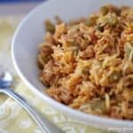 Smoky Turkey and Saffron Red Rice in a bowl.