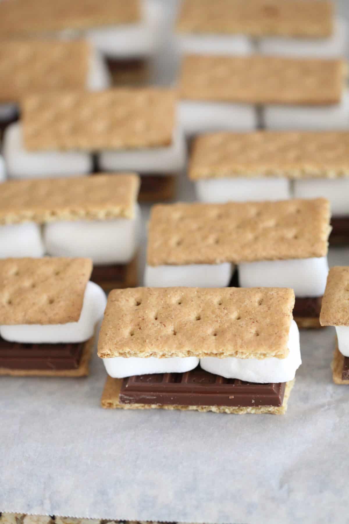 s'mores stacked ready for cookie dough