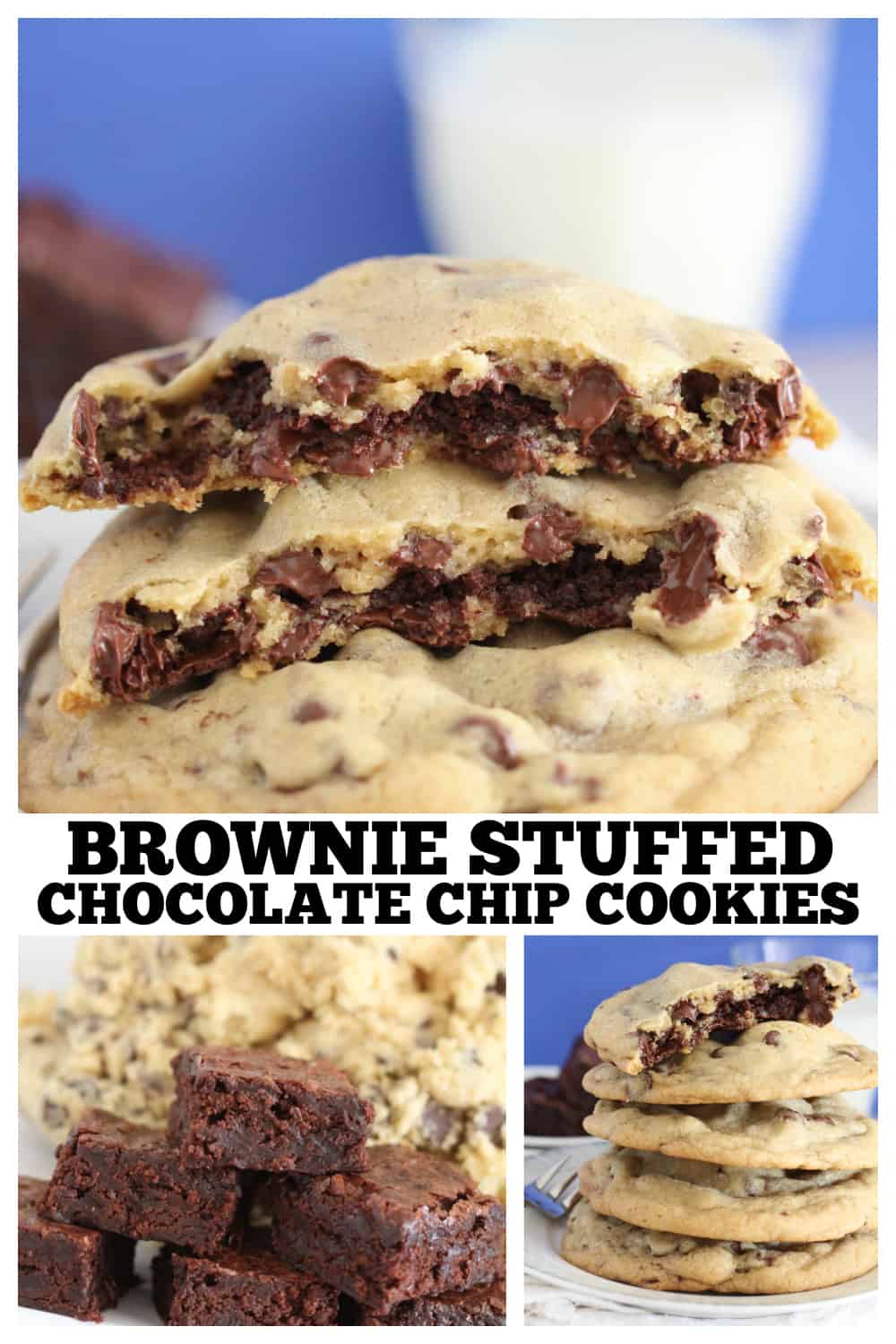 photo collage brownie stuffed chocolate chip cookies