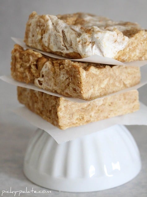 Three Chewy No-Bake Nutter Butter Bars, Stacked on Top of an Upside-Down Bowl