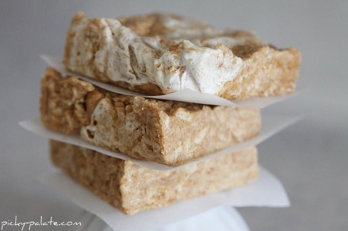 A Stack of Three Chewy No-Bake Nutter Butter Bars