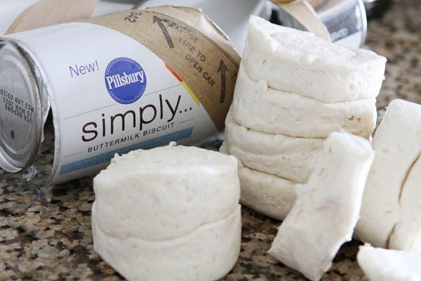 Pillsbury's Simply Refrigerated Biscuits removed from their packaging.