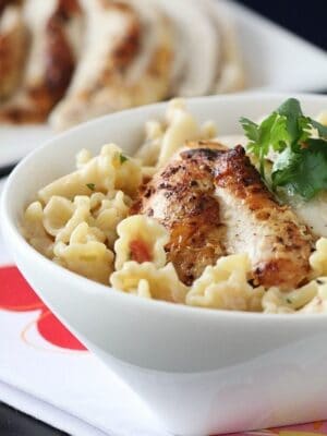 A Bowl of Mexi-Chicken and Campanelle Pasta