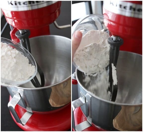 Pouring Flour into a Mixing Bowl