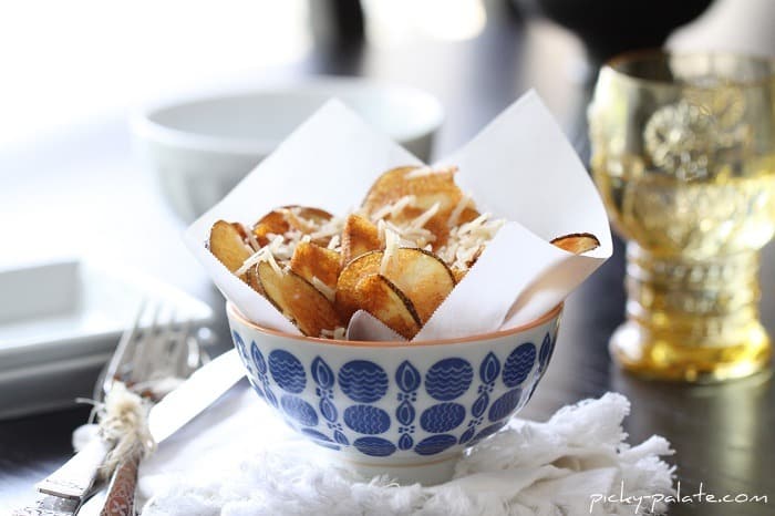 A Bowl of Homemade Parmesan Potato Chips