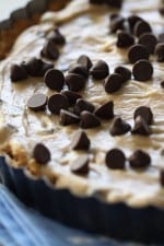 Close-up Image of a Creamy Peanut Butter Chocolate Chip Pie