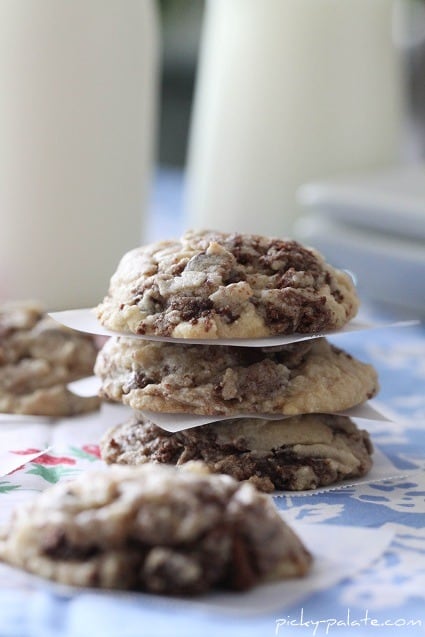 Image of a Stack of Brownie Chunk Chocolate Chip Cookies